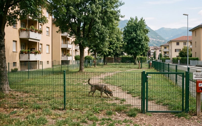 laRegione — ‘Il dog park di Pregassona va rimodernato’ · Hundepark von Pregassona mit freilaufendem Hund im umzäunten Bereich