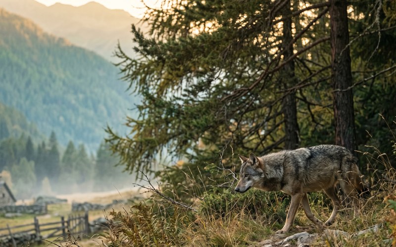 Tio.ch — Lupo e calabrone asiatico in Ticino: emergenze diverse, stesso bisogno di azione · Grauer Wolf (Canis lupus) am Rande eines Tessiner Bergwaldes in der Abenddämmerung
